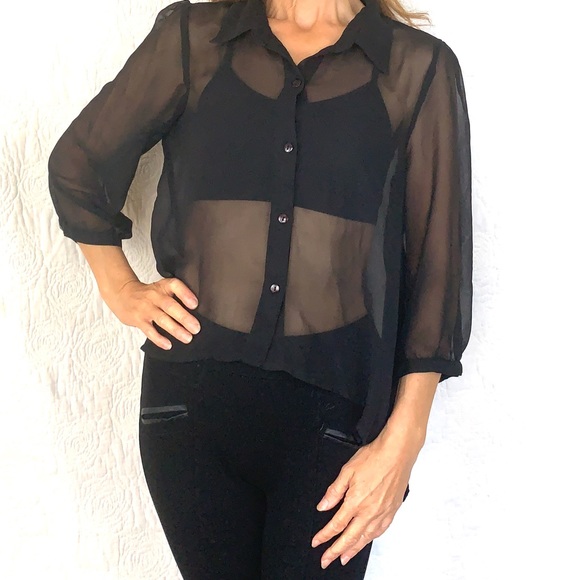 Black see through hi low top EUC small - Picture 2 of 3